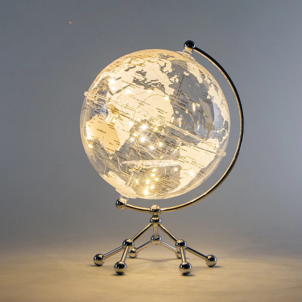 H269fec386fd945b196c4e7ce20734f836.webp Wellfun Perfect for Kids Room LED Light HD Printed Map Large Clear Acrylic Novelty Gifts Globe Earth Globe Decor Globes - Image 1