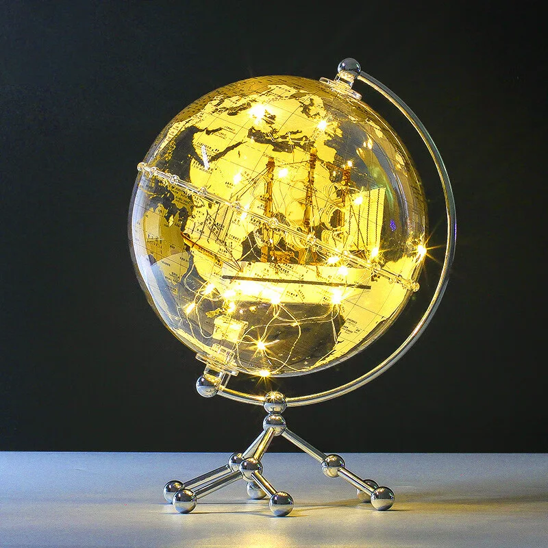 H55a575dfd6d24a05b3753df0c845dc24e.webp Wellfun Light Transparent Earth Globe Metal Acrylic Decorative Desk Globe Geography Education Toy Terrestrial - Image 1