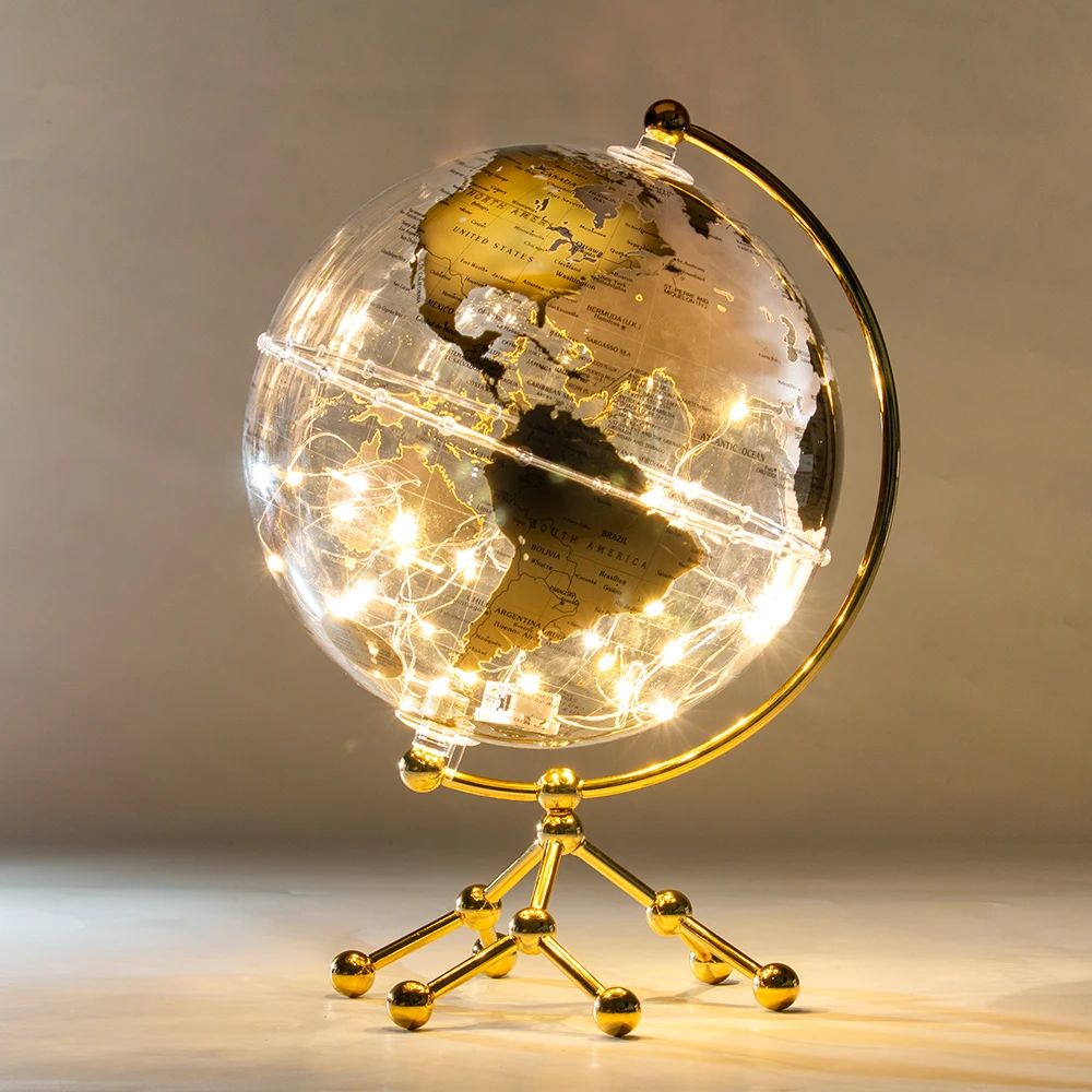 H89995e40046b420ea1073ee4fa48ba40m.webp Wellfun Trending Products 2024 New Arrivals Gold Transparent Lamp Novelty Gifts Globe Earth Globe Decor Globe - Image 1