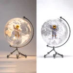 Transparent Globe Metal Stand With Adjustable LED Lights and Built-in Astronaut Figure - Image 3