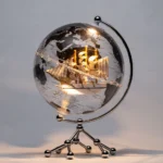 Wellfun 8Inch 20cm Metal Frame Plastic Geography Education World Map Globe Rotating Led Lights Decor Globes - Image 3