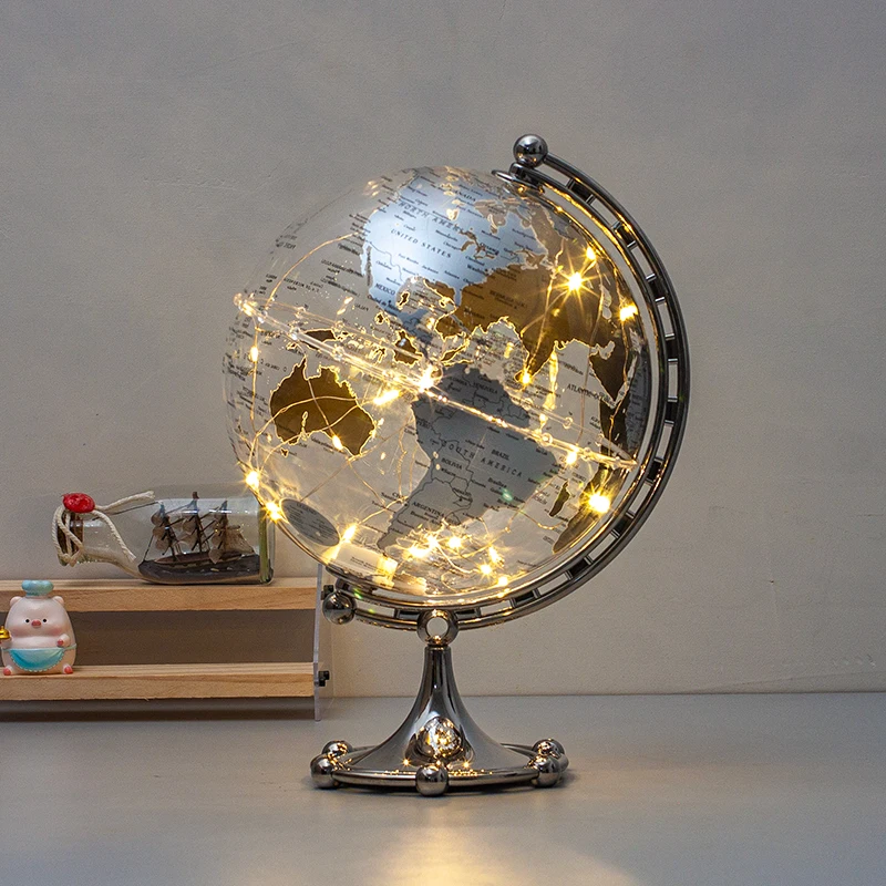 He845a03cbdc344d28927620d5db5dfa62.webp Wellfun Non-Tip Base White Lamp Gift World 13cm Night Light LED Decor Novelty Gifts Globe Earth Globe Map - Image 1