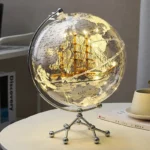 Wellfun Table Glass Clear World Earth Decorative Light With Rotating Map Marking Novelty Gifts Globe Earth Globe Decor - Image 4